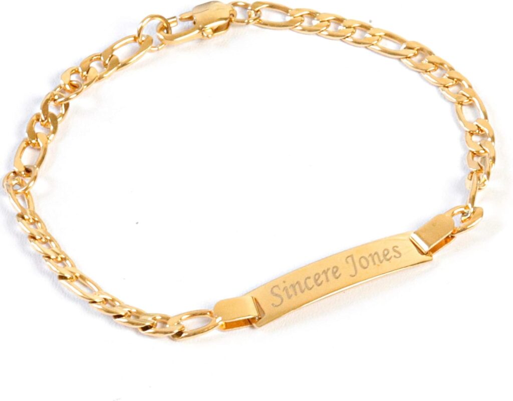 Tina&Co Personalized 18kt Gold Plated ID Bracelet for Kids Custom Made With Name Bracelet
