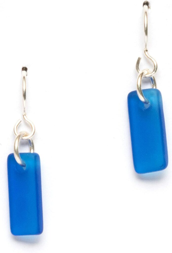 Murmur Sea Glass Earrings – Sterling French Wire Beach Glass Earrings for Women by EcoSeaCo, using sustainable, recycled and repurposed material. Handmade Jewelry in the USA