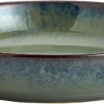 Transmutation Glaze Serving Pasta Bowl,10 inch Ceramic Wide Salad Bowls,50 Ounce Large Big Fruit Bowl for Kitchen, Microwave Oven Dishwasher Safe (Green)
