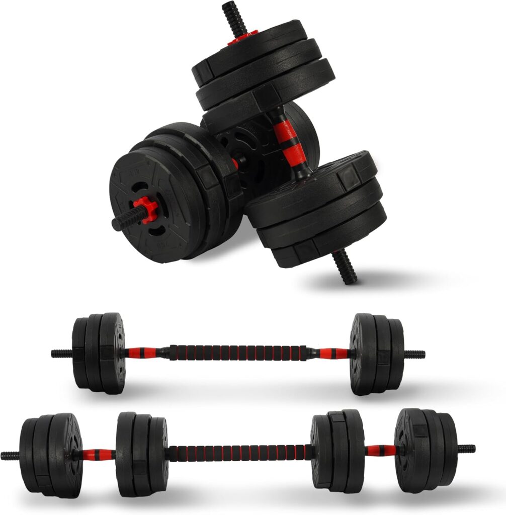 Fitvids Multi-Functional Portable Changeable Dumbbell and Barbell Kettlebell Set – Adjustable Weights