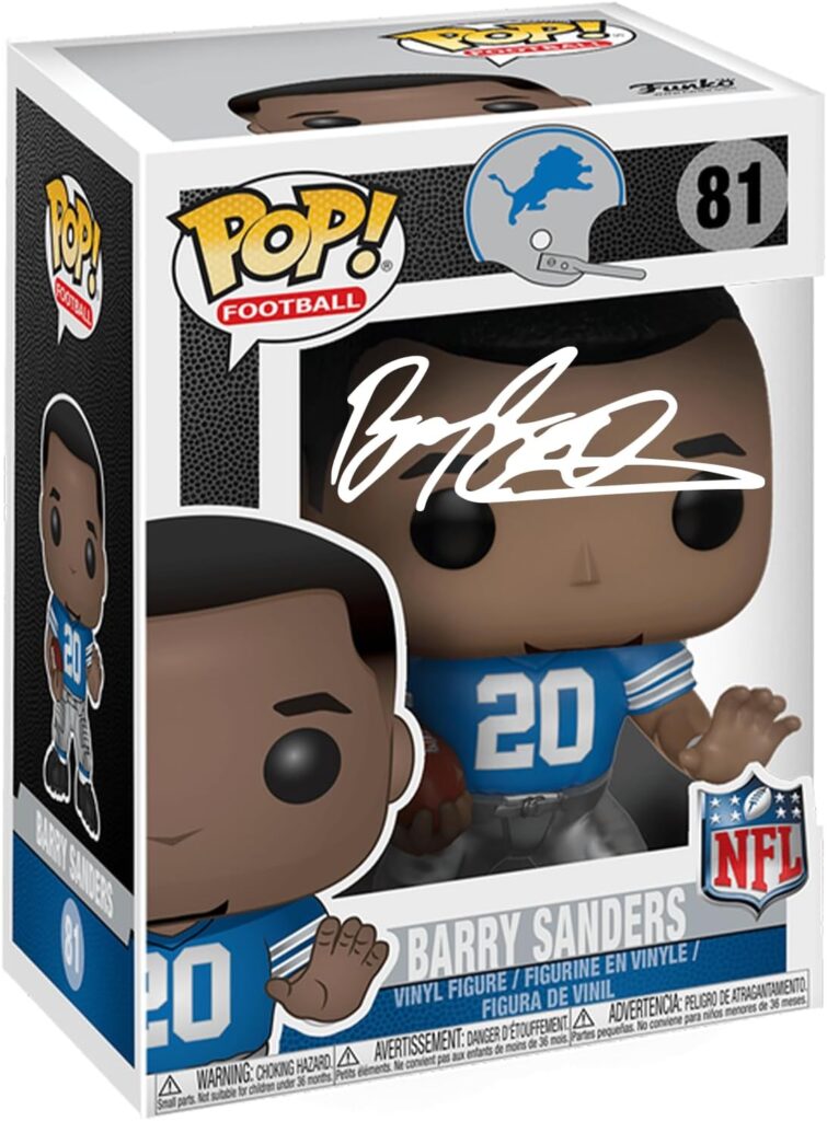 Barry Sanders #81 Facsimile Signed Reprint Laser Autographed Funko POP! Football NFL: Detroit Lions Figurine with Protector Case