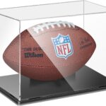 Football Display Case, Premium Clear Acrylic Display Case Full Size with Removable Interior Football Display Stand, Thickened UV Protection Autographed Football Display Holder