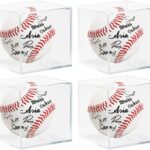 4 Pack Acrylic Baseball Case for Display, UV Protected Baseball Display Cube, Autographed Baseball Clear Display Case, Baseball Display Case for Memorabilia Baseball