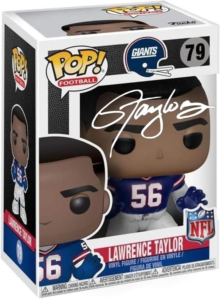 Lawrence Taylor #79 Facsimile Signed Reprint Laser Autographed Funko POP! Football NFL Legends: New York Giants Figurine with Protector Case