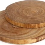 Nicunom 2 Pack Large Wood Slab Serving Board, 9″-10″/11″-12″ Wood Cheese Server Round Cutting Board, Wooden Slices for Table Centerpieces
