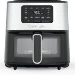 Cuisinart Air Fryer, 6-Quart Basket Large Fryer with 5 Cooking Functions to Roast, Bake, Broil, Air Fry and Keep Warm, 5 Airfryer Presets, Dishwasher-Safe Parts, AIR-200, Stainless Steel & Black