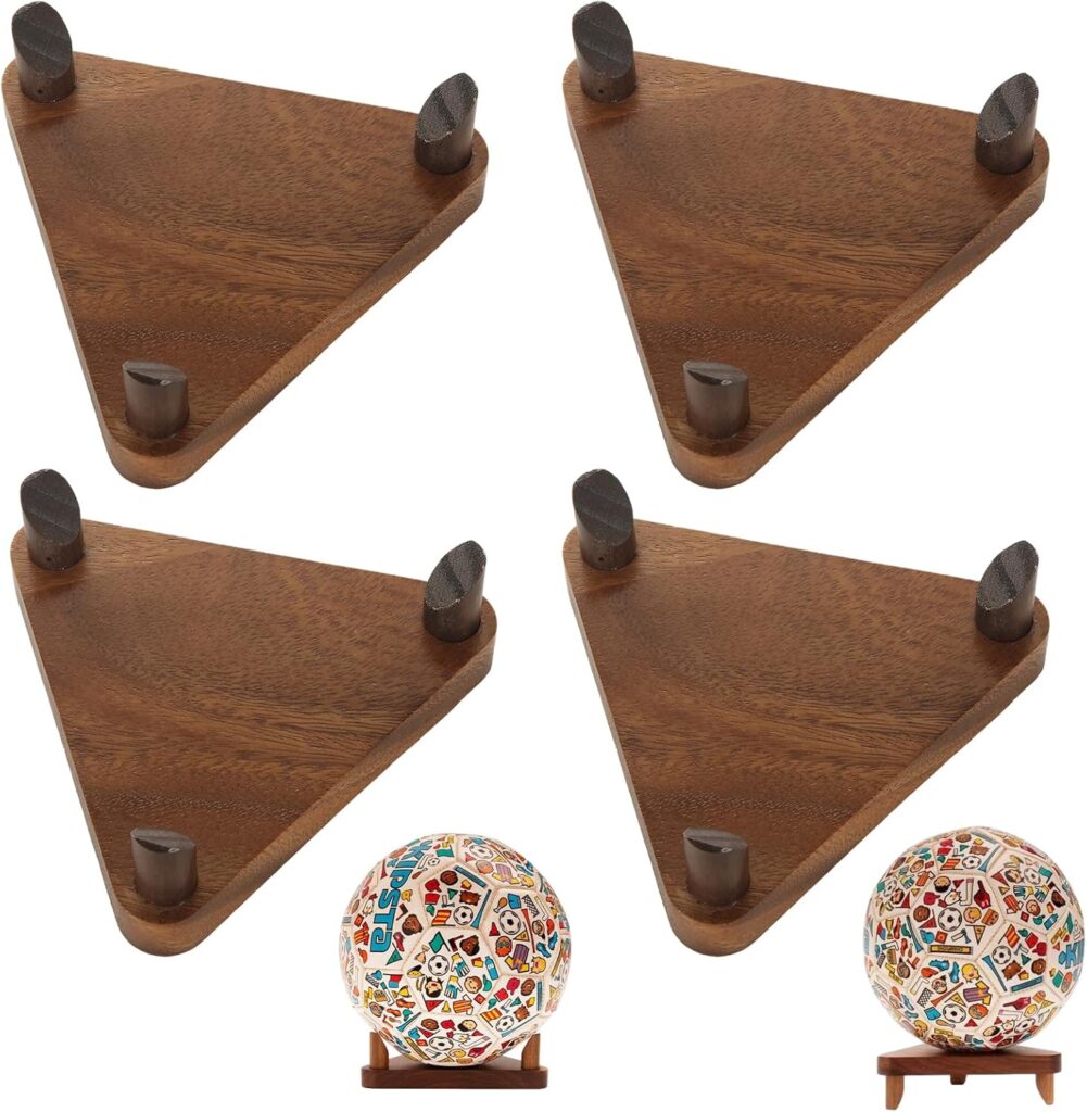 4 Pack Ball Stand Holder Premium Wood Sports Memorabilia Display Holder Basketball Display Stand Football Soccer Basketball Holder for Autographed Balls