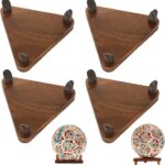 4 Pack Ball Stand Holder Premium Wood Sports Memorabilia Display Holder Basketball Display Stand Football Soccer Basketball Holder for Autographed Balls