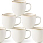 AmorArc 12oz Coffee Mugs, Ceramic Coffee Mugs set of 6 for Man, Woman, Dad, Mom, Modern Coffee Mugs with handle for Latte/Cappuccino/Milk/Cocoa. Dishwasher&Microwave Safe, White-Reactive Glaze