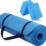 Fitvids All Purpose 1/2-Inch Extra Thick High Density Anti-Tear Exercise Yoga Mat with Carrying Strap and Yoga Blocks, Multiple Colors