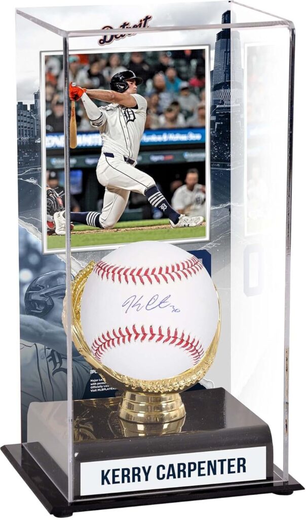 Kerry Carpenter Detroit Tigers Autographed Baseball and Sublimated Baseball Display Case with Image – Autographed Baseballs