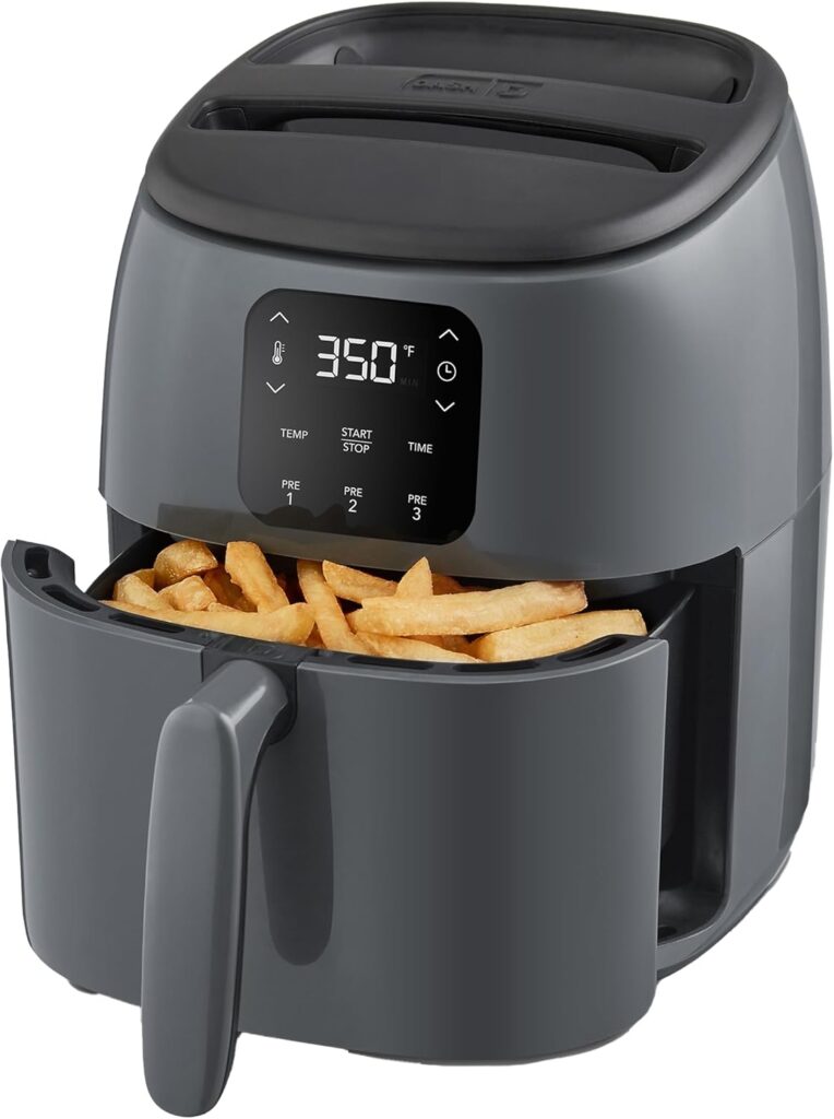 DASH Tasti-Crisp™ Electric Air Fryer Oven, 2.6 Qt., Grey – Compact Air Fryer for Healthier Food in Minutes, Ideal for Small Spaces – Auto Shut Off, Digital, 1000-Watt