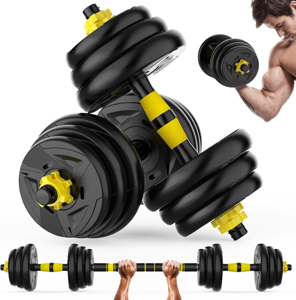 Adjustable Dumbbell Set, 44/66 lb Free Weight Dumbbell Barbell Set with Connectors, Converts to Barbell, for Home Gym Exercise, Women’s and Men’s Fitness Gear