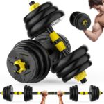 Adjustable Dumbbell Set, 44/66 lb Free Weight Dumbbell Barbell Set with Connectors, Converts to Barbell, for Home Gym Exercise, Women’s and Men’s Fitness Gear