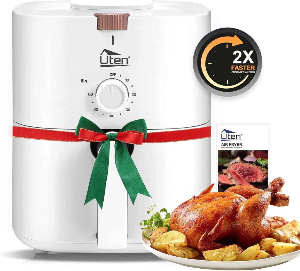 4.2 Quart Compact Air Fryer,4L 1500W Air Fryer Oven Pizza Cooker with Rapid Air Circulation,30 Minute Timer and Adjustable Temperature Control with Recipe,White