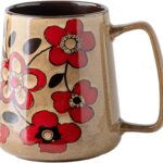 24oz Large Ceramic Coffee Mug with Big Handle, Handmade Kiln Glazed Large Coffee Mug Tea cup, Novelty Mug，Unique Uneven Surface for Office and Home，Microwave and Dishwasher Safe (khaki)