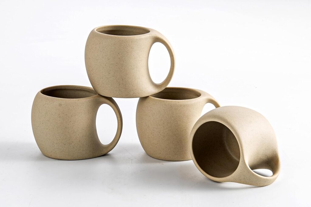 Ceramic Espresso Cups Set of 4, Double Espressos Shots Cup,4 OZ Espresso Mugs,Cute Small Coffee Cups for Double Shots,Cappuccino,Small Latte,Tea,Cafe (Neutral Beige, 4 OZ)