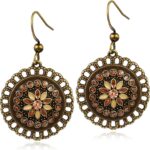 Unique Handmade Bohemian Bronze Tribal Hoop Spiral Earring Dainty Chic Vintage Gold Silver Colorful Round Circle Geometry Dangle Drop Earrings for Women Statement Jewelry Gifts