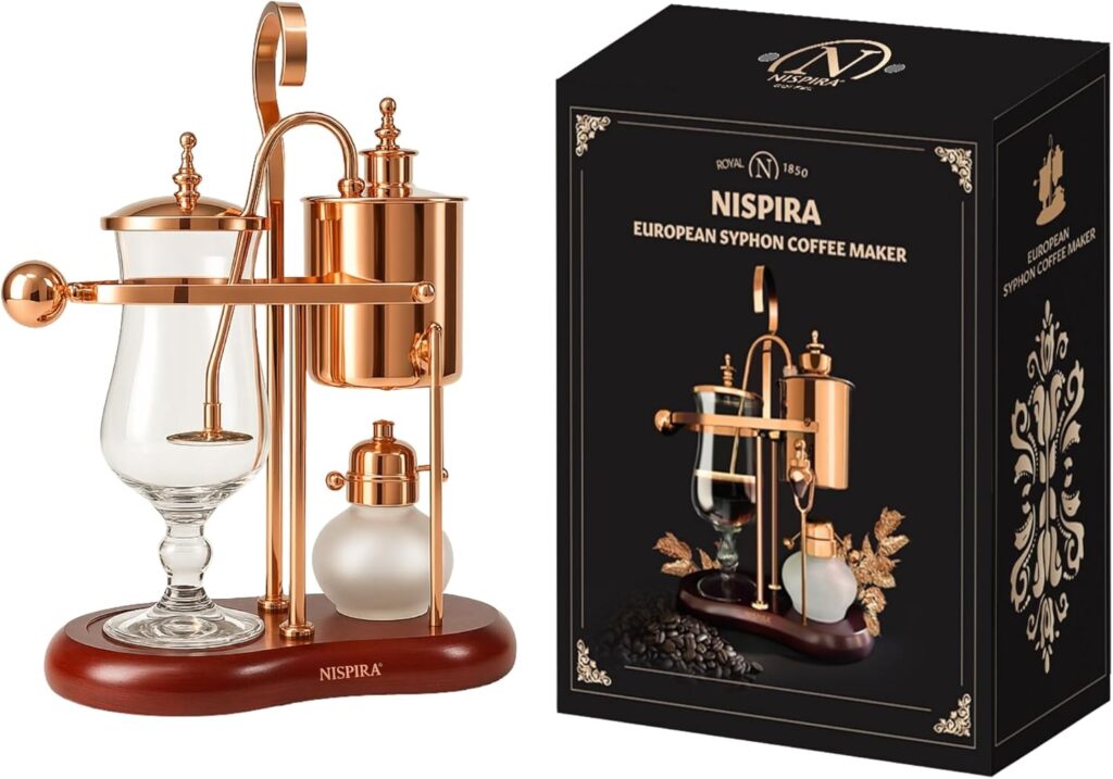Nispira Belgium Royal Family Balance Syphon Unique Gravity Vintage Coffee Maker Vacuum Brewing System Copper 500 ml