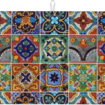 Talavera Mexican Tiles Dish Drying Mat For Kitchen Counter, Super Absorbent Microfiber Dish Drying Pad, Kitchen Gadgets For Easy Clean Multi-Use Large 18″x24″