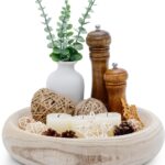 Wooden Decorative Bowls, 13 Inch Round Paulownia Wood Centerpiece Bowls for Home Decor, Natural Fruit Bowl for Coffee Table, Key Tray for Entryway Moss Holder (Wooden)