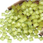 100 Pieces Mosaic Tiles Squares Yellow Crystal Mosaic Stained Glass for Crafts Supplies DIY Picture Frames Handmade Jewelry Coasters Art Material Decoration,1x1cm