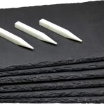 Juvale Mini Charcuterie Boards – 11.8 x 7.9 in, Black, Set Of 6 – Reusable Slate Plates with 3 Chalk Pieces – Heat-Resistant & Non-Porous – Versatile Sushi Plates & Gourmet Cheese Platter Display