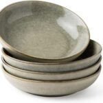 AmorArc 8.5” Large Pasta Bowls, 36oz Stoneware Wide Serving Bowls Set of 4 for Kitchen for Salad,Fruit,Oatmeal, Microwave Safe, Reactive Glaze