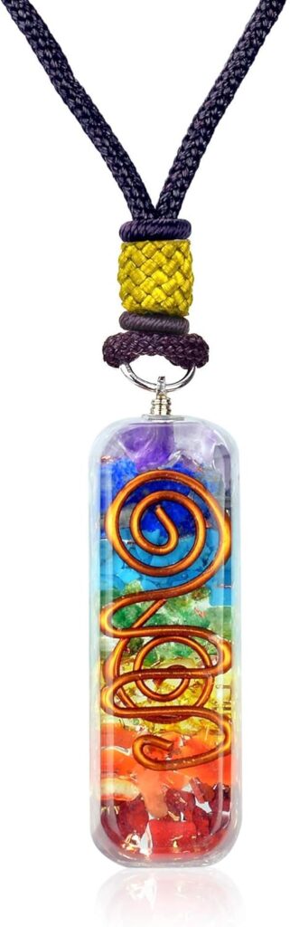 Orgonite Crystal Handmade Seven Chakra Pendant with Adjustable Cord – Orgone Healing Stone Necklace for Spiritual Balance, Meditation, Yoga, Reiki, Gift for Men and Women