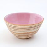 Japanese Pottery Bowl, 4.3 Inch – Handmade Tamba Ware by ChiyoIchi Tobo Kiln, Ceramic Rice Bowl with Refined Elegant Light Pink Interior and Nerikomi Swirl Pattern – Made in Japan