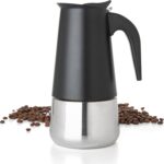 Mixpresso Black 9 Cup Greca Stovetop Espresso Pot 450ml/15oz, Moka Pot with Coffee Percolator Design, Stainless Steel Stove Top Coffee Maker for Camping or Home Use,Italian Stovetop Espresso Maker