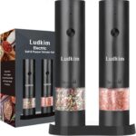 Electric Pepper Grinder and Salt Mill Set – Dual Pack Rechargeable with Storage Base, Adjustable Coarseness, Type-C Charging, Each 40ml Capacity for Kitchen, Travel & Gift