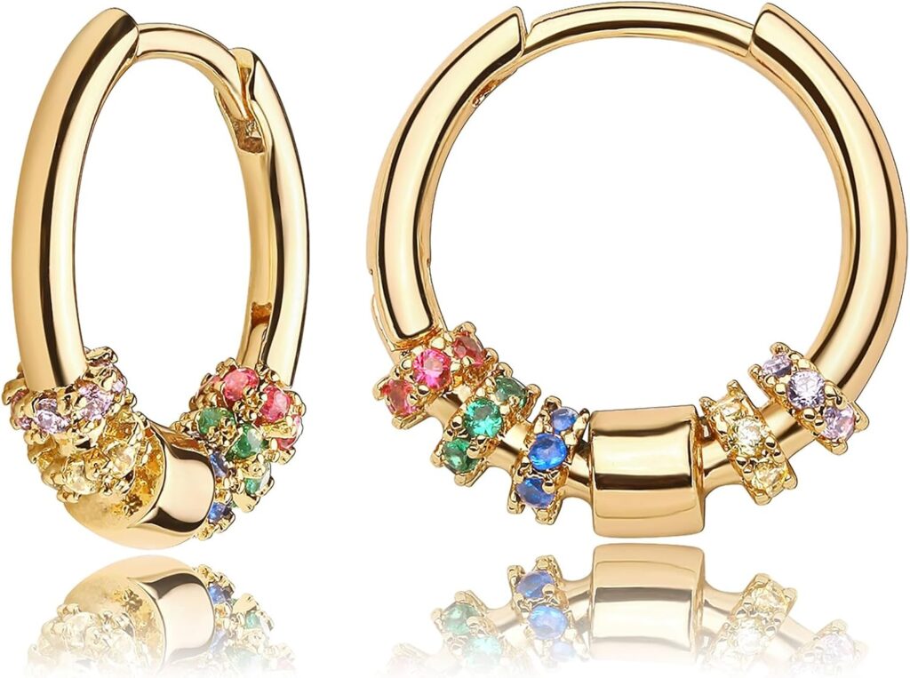 MEVECCO Gold Hoop Earrings for Women 18K Gold Plated Huggie Earrings Handmade Simple Minimalism Hoop Hypoallergenic Earrings for Everyday Jewelry