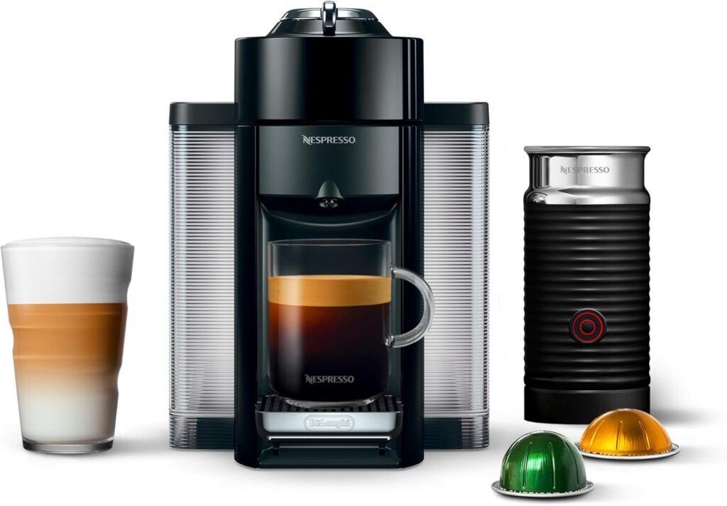 Nespresso Vertuo Coffee and Espresso Maker by De’Longhi, Piano Black with Aeroccino Milk Frother