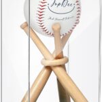 JupDec Baseball Display Case with Wood Stand, Clear Acrylic Stable & Secure Game Ball Holder Showcase, UV Protection Souvenirs and Collectibles Box with Turf, Ideal Gift for Autograph Single MLB Ball