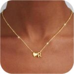Ursteel Dainty Cute Heart Initial Necklaces for Women Teen Girls – 14K Gold Plated Initial Heart Necklace for Women Trendy, Dainty Letter A-Z Lockets Necklaces Personalized Jewelry Birthday Gifts