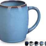 Handmade Coffee Mugs 20 Oz,Funny Coffee Mug with Handle,Handcrafted Ceramic Beer Mugs for Home,Unique Retro Glazed Pottery Mugs Handmade for Women and Men,Dishwasher and Microwave Safe,Fog Blue