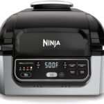 Ninja | Indoor Grill | Foodi | 5-in-1 (Grill, Air Fry, Roast, Bake, and Dehydrate | Fits up to 3lb Roast | Smoke Control System and Dishwasher Safe Parts| Black/Grey | AG301
