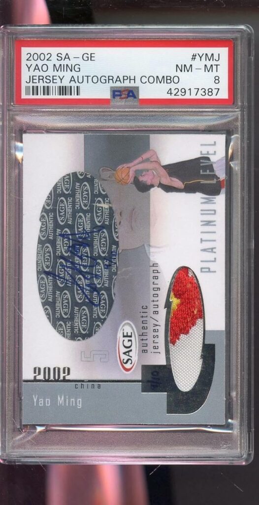 Topps 2002-03 Sage Yao Ming Jersey Rookie Rc Signed Auto Autograph Psa 8 Graded Card – Basketball Slabbed Autographed Rookie Cards