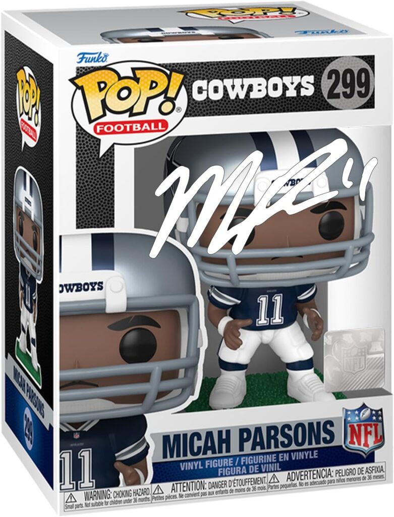 Micah Parsons #299 Facsimile Signed Reprint Laser Autographed Funko POP! Football NFL: Dallas Cowboys Figurine with Protector Case