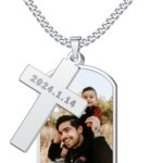 Custom Picture Necklace Personalized Photo Cross Name Pendant for Men Dad Custom Nameplated Dog Tag Necklace for Memorial Necklace with Picture Hip Hop Jewelry