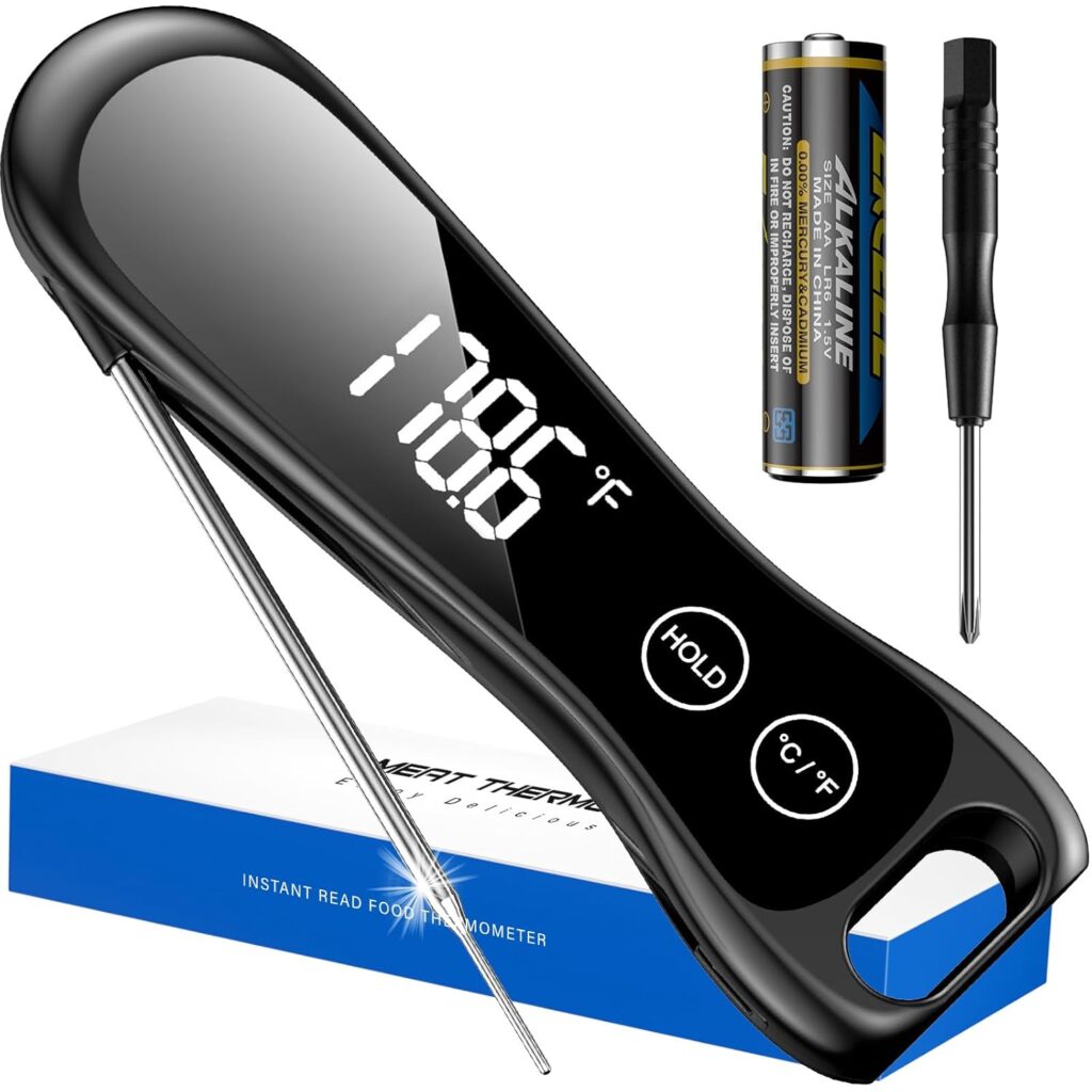 2025 Upgraded Meat Thermometer Digital-1 Second Instant Read Food Thermometer with Large LED Display-IP67 Waterproof Kitchen Thermometer for Grilling and Cooking for Oven, BBQ, Smoker, Candy, Turkey