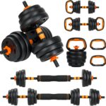 Adjustable Dumbbell Set, 44LBS Wights Set, 4-In-1 Dumbbell Set with Connector for Barbell, Kettlebell, Push-Up Stand, Home Gym Fitness Equipment for Strength Training