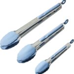 Ayesha Curry Tools and Gadgets Locking Tongs Kitchen Utensil Set, 3 Piece, Anchor Blue