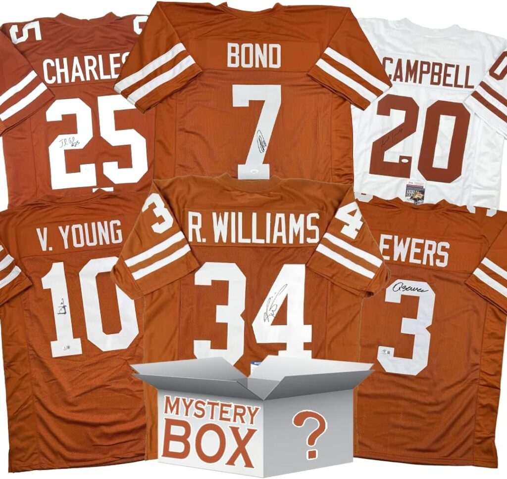 Autographed/Signed University of Texas College Football Jersey Mystery Box with PSA JSA or Beckett COA