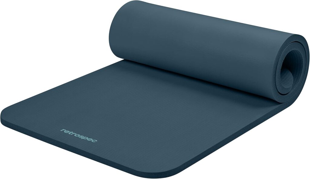 Retrospec Solana Yoga Mat 1″ Thick With Nylon Strap For Men & Women – Non Slip Exercise Mat For Home Yoga, Pilates, Stretching, Floor & Fitness Workouts