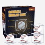 4 Pack Baseball Display Case, UV Protected Acrylic Square Baseball Holder, Clear Cube Autograph Memorabilia Ball Display Cases, Official Size Baseball Display Box for Boy