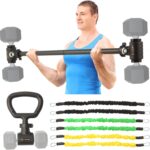 3 in 1 Dumbbell Converter Bar Set – Convert Dumbbells to Barbell & Kettlebell for Home Gym, Multi-Functional Strength Training Bar with Secure Clamps, Space-Saving Weight Lifting System (Black)