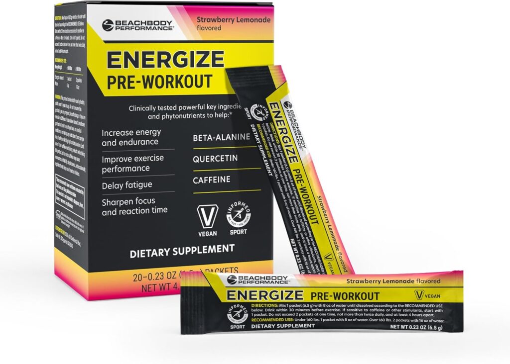 BODi Energize Pre Workout Powder – Beta-Alanine, Quercetin & Low-Dose Caffeine Formula for Enhanced Energy & Focus, Increase Energy & Endurance Supplement, Strawberry Lemonade Flavored, 20 Sticks