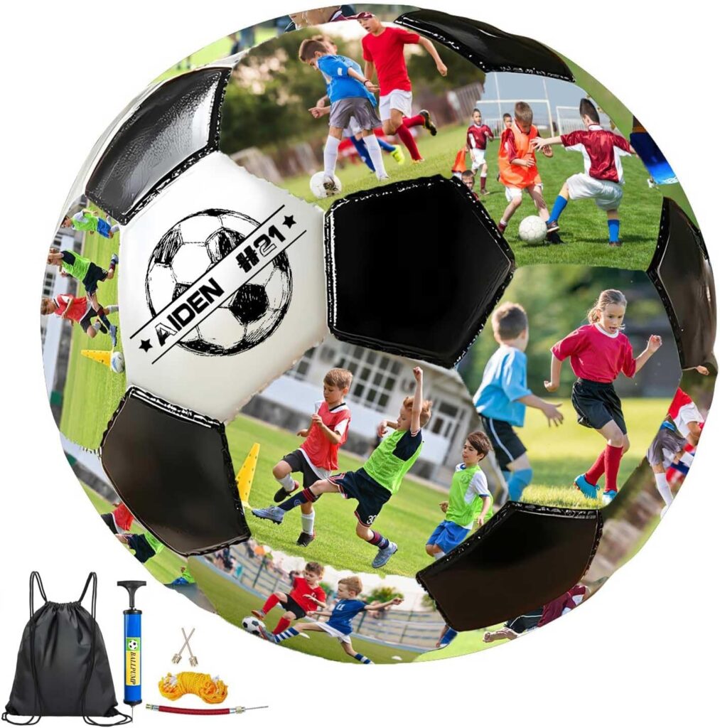 Custom Soccer Ball with Photo Personalized Soccer Ball with Name Soccer Gifts for Son Daughter Boyfriend Soccer Fan Dad Coach Birthday Graduation